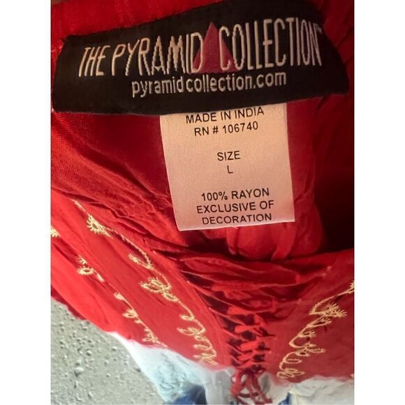 Blue Tie Dye Boho Medieval Cosplay Maxi Dress Pyramid Collection festival L goth - Picture 10 of 10